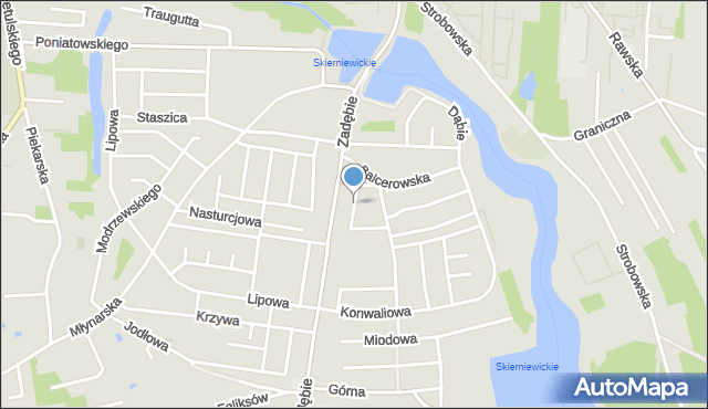 Skierniewice, Różana, mapa Skierniewic