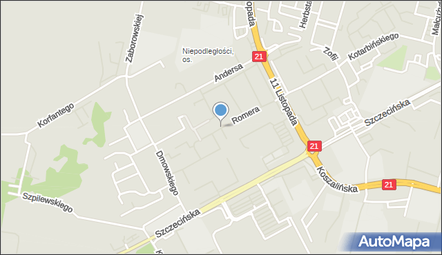 Słupsk, Romera Eugeniusza, prof., mapa Słupska