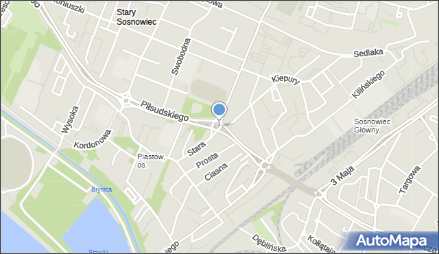 Sosnowiec, Rondo Uznańskiego Czesława, mapa Sosnowca