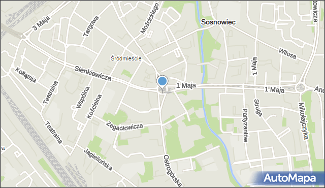 Sosnowiec, Rondo Zagłębia Dąbrowskiego, mapa Sosnowca