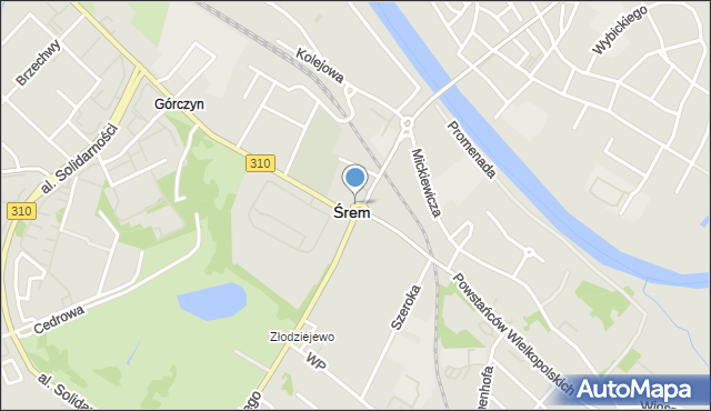 Śrem, Rondo Armii Krajowej, mapa Śrem
