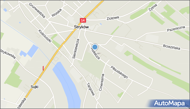 Stryków powiat zgierski, Rolnicza, mapa Stryków powiat zgierski