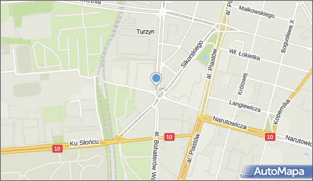 Szczecin, Rondo o. Władysława Siwka, mapa Szczecina