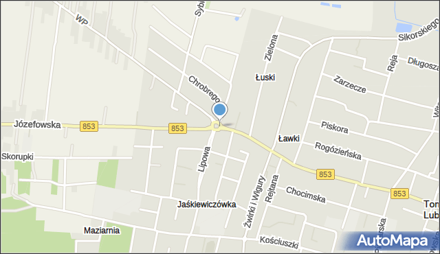 Tomaszów Lubelski, Rondo Żołnierzy Wyklętych, mapa Tomaszów Lubelski
