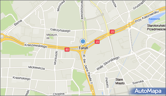 Toruń, Rondo Lorkiewicza Teofila, mapa Torunia