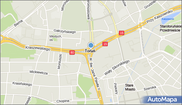 Toruń, Rondo Niepodległości, mapa Torunia