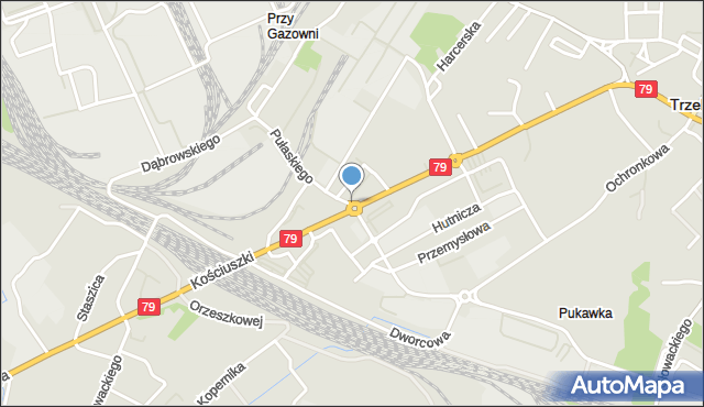 Trzebinia powiat chrzanowski, Rondo Edwarda Jaworskiego, ppłk. pil., mapa Trzebinia powiat chrzanowski