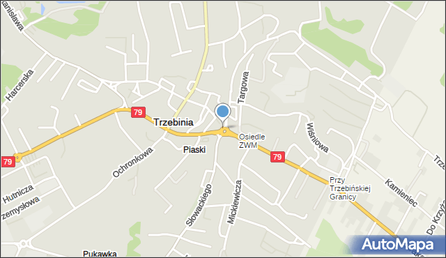 Trzebinia powiat chrzanowski, Rondo Solidarności, mapa Trzebinia powiat chrzanowski