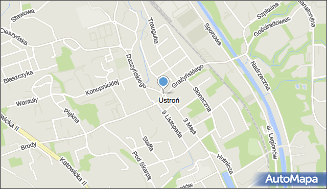 Ustroń powiat cieszyński, Rondo Miast Partnerskich, mapa Ustroń powiat cieszyński