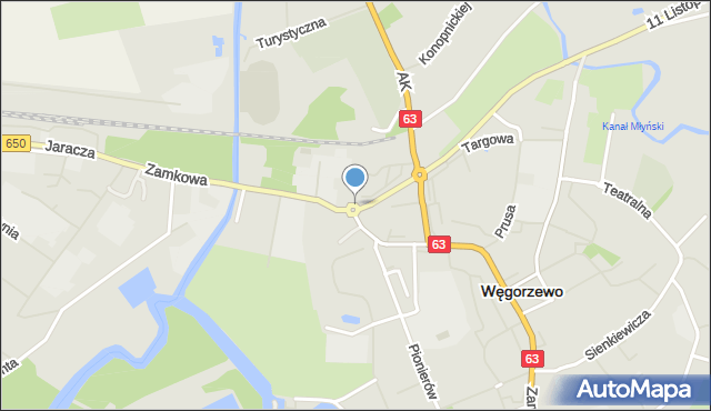 Węgorzewo, Rondo Żołnierzy Wyklętych, mapa Węgorzewo