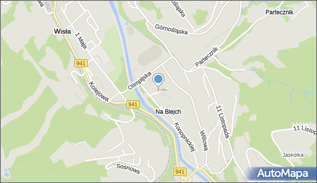 Wisła, Różana, mapa Wisła