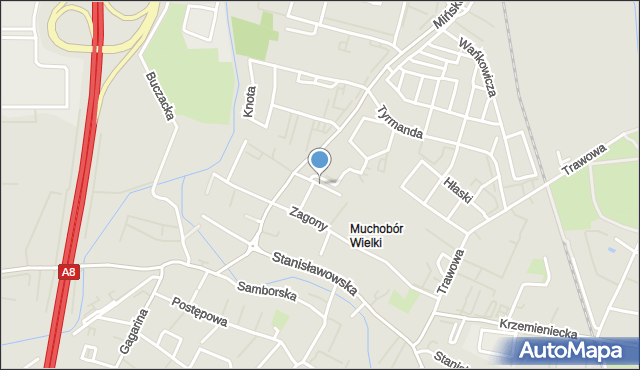 Wrocław, Roślinna, mapa Wrocławia