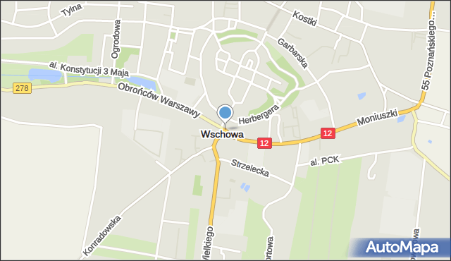 Wschowa, Rondo Na Trakcie Królewskim, mapa Wschowa
