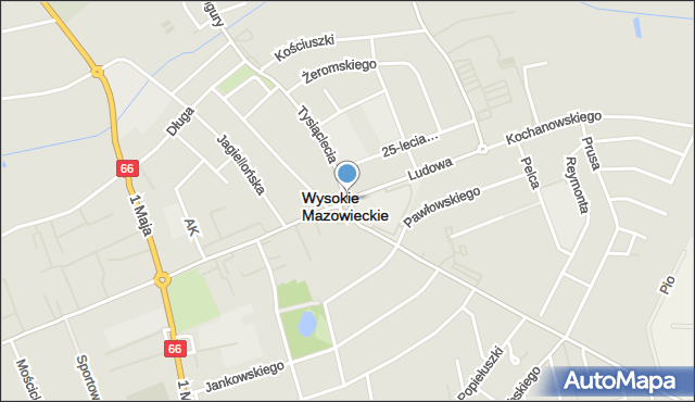 Wysokie Mazowieckie, Rondo Kaczyńskiego Lecha, Prezydenta RP, mapa Wysokie Mazowieckie