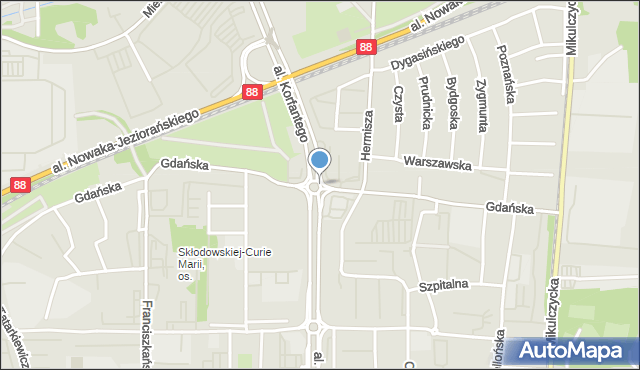 Zabrze, Rondo Kaczyńskiego Lecha, Prezydenta RP, mapa Zabrza