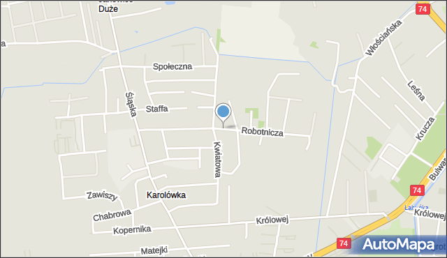 Zamość, Robotnicza, mapa Zamościa