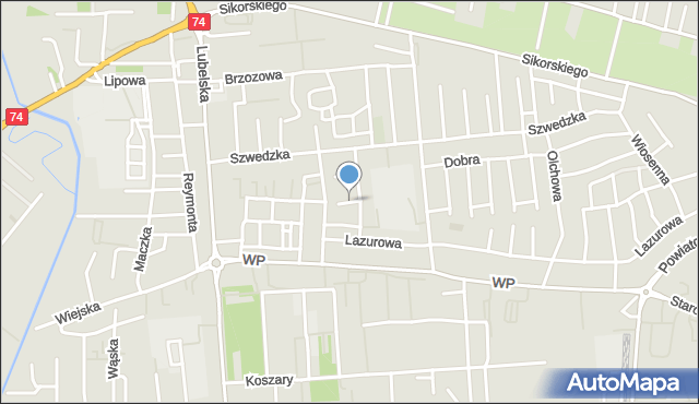 Zamość, Różana, mapa Zamościa