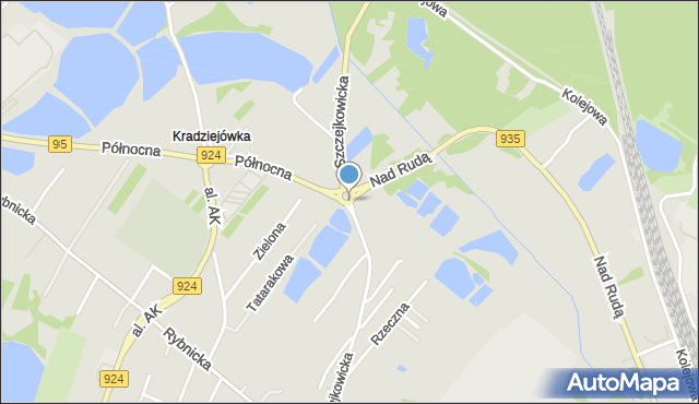 Żory, Rondo Knurowskie, mapa Żor