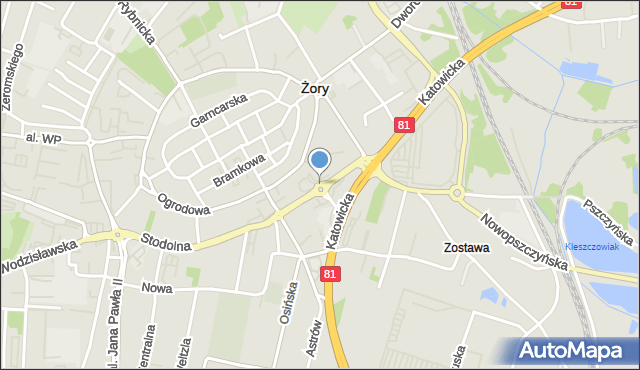 Żory, Rondo Niemieckie Kamp-Lintfort, mapa Żor