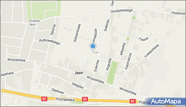 Jasin gmina Swarzędz, Rutkowskiego Jana, prof., mapa Jasin gmina Swarzędz