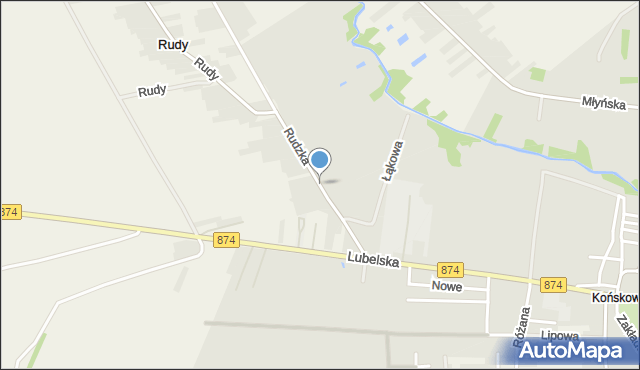 Końskowola, Rudzka, mapa Końskowola