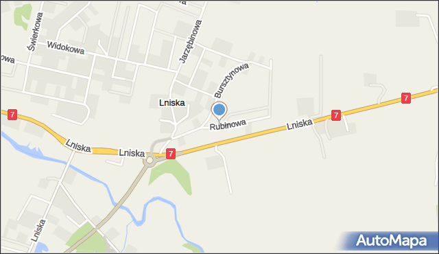 Lniska, Rubinowa, mapa Lniska