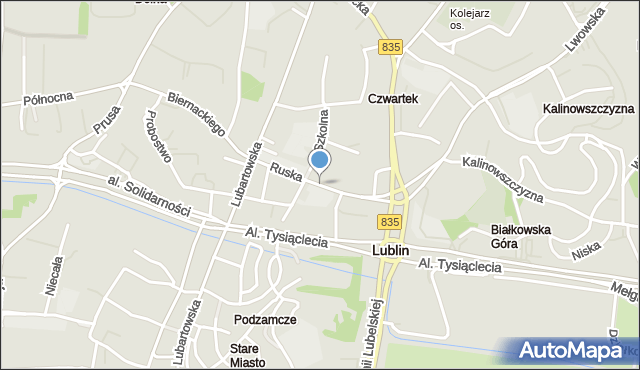 Lublin, Ruska, mapa Lublina