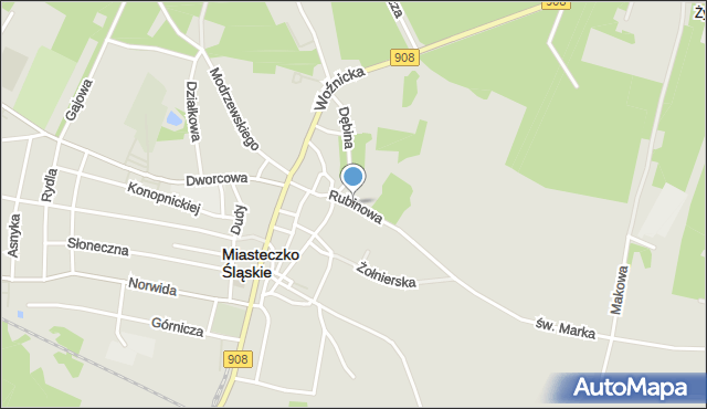 Miasteczko Śląskie, Rubinowa, mapa Miasteczko Śląskie