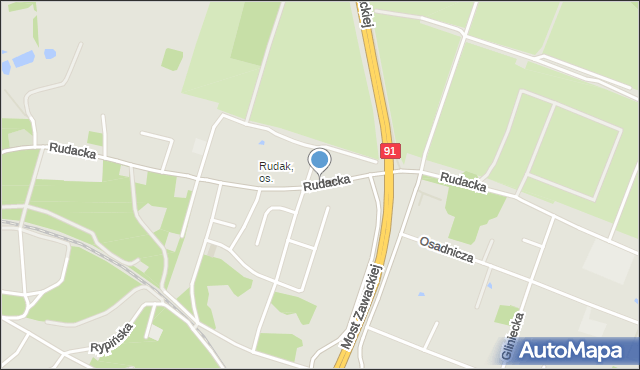 Toruń, Rudacka, mapa Torunia