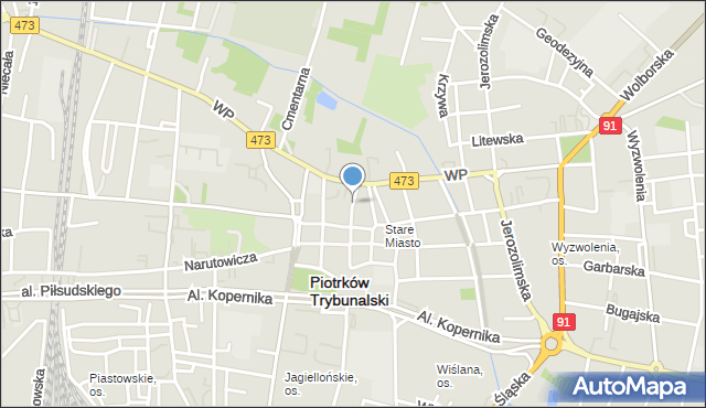 Piotrków Trybunalski, Rwańska, mapa Piotrków Trybunalski