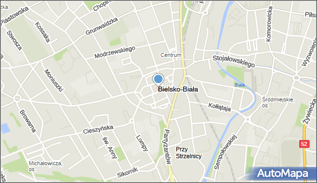 Bielsko-Biała, Rynek, mapa Bielsko-Białej