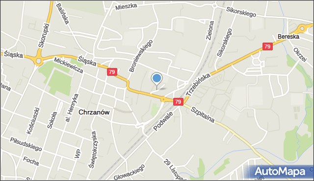 Chrzanów, Rybacka, mapa Chrzanów