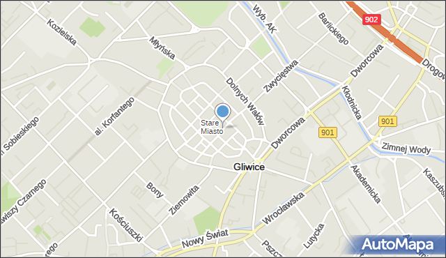 Gliwice, Rynek, mapa Gliwic