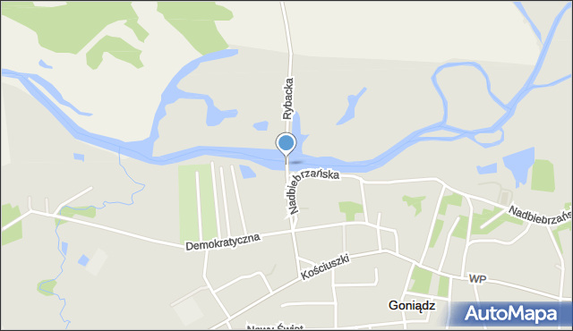 Goniądz, Rybacka, mapa Goniądz