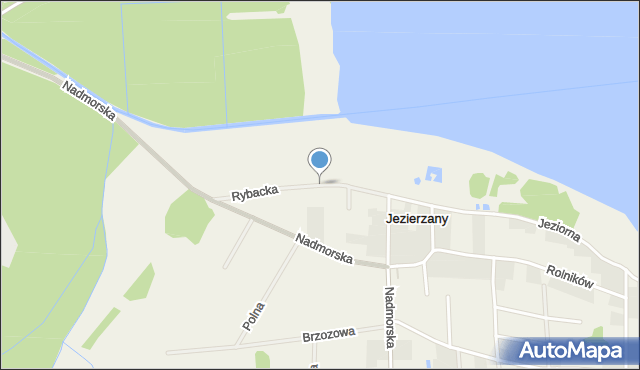 Jezierzany gmina Postomino, Rybacka, mapa Jezierzany gmina Postomino