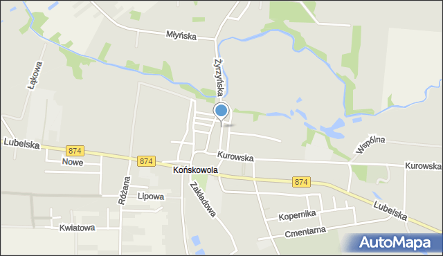 Końskowola, Rybna, mapa Końskowola
