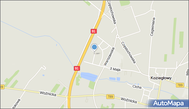 Koziegłowy powiat myszkowski, Rycerska, mapa Koziegłowy powiat myszkowski