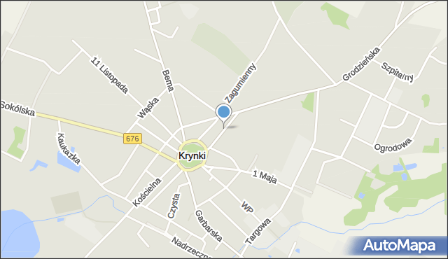 Krynki powiat sokólski, Rynkowa, mapa Krynki powiat sokólski
