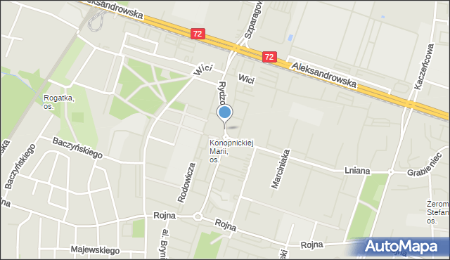 Łódź, Rydzowa, mapa Łodzi