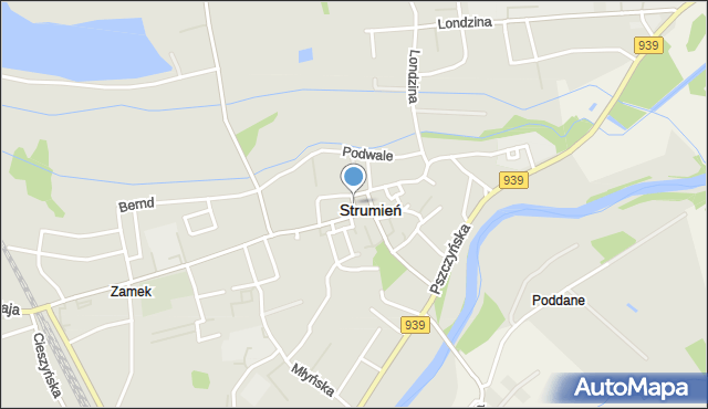 Strumień powiat cieszyński, Rynek, mapa Strumień powiat cieszyński