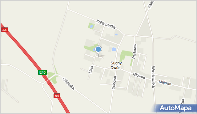 Suchy Dwór gmina Żórawina, Rysia, mapa Suchy Dwór gmina Żórawina