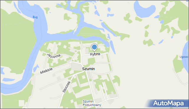 Szumin gmina Łochów, Rybna, mapa Szumin gmina Łochów