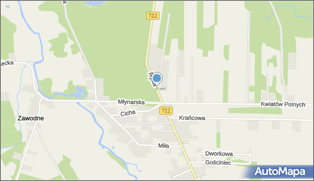 Zawodne, Ryxa Franciszka, mapa Zawodne