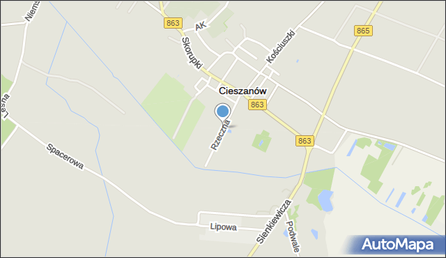 Cieszanów, Rzeczna, mapa Cieszanów