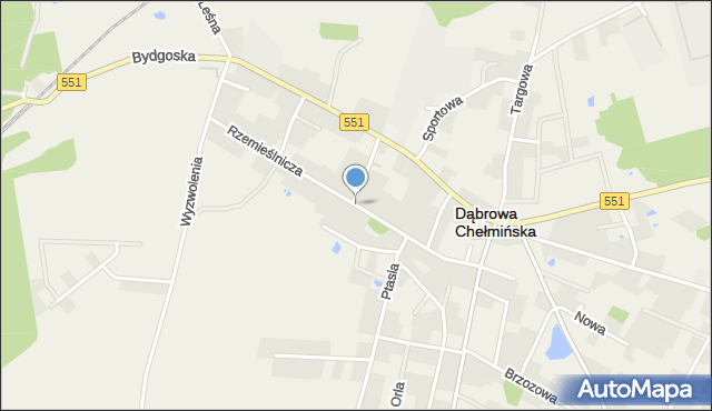 Dąbrowa Chełmińska, Rzemieślnicza, mapa Dąbrowa Chełmińska