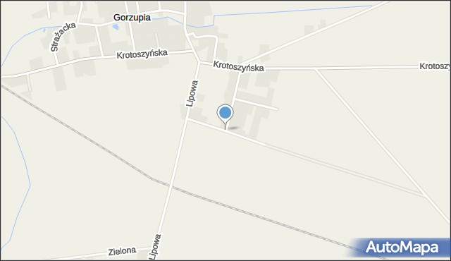 Gorzupia gmina Krotoszyn, Rzemieślnicza, mapa Gorzupia gmina Krotoszyn