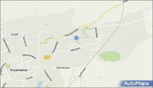 Krzanowice powiat raciborski, Rzeczna, mapa Krzanowice powiat raciborski