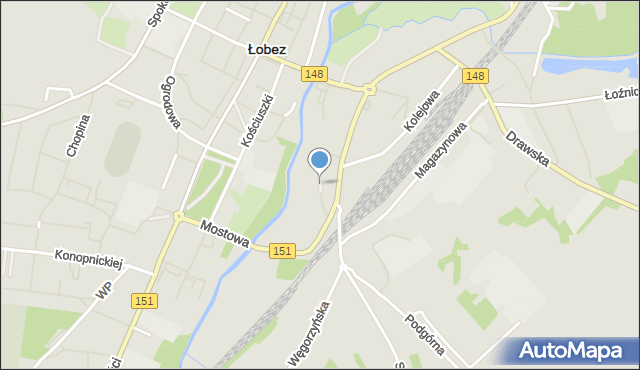 Łobez, Rzeczna, mapa Łobez