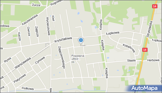 Łódź, Rżewskiego Aleksego, mapa Łodzi