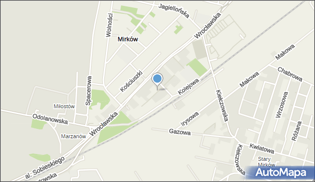 Mirków gmina Długołęka, Rzemieślnicza, mapa Mirków gmina Długołęka